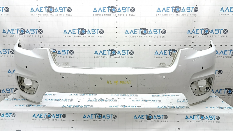 Bare front bumper, upper part, Jeep Cherokee KL 19-23, for 6 parking sensors, white, worn, non-standard holes
