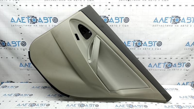 Door trim, rear right card, Toyota Camry v40 07-11, beige with brown, plastic insert, beige leather armrest, dry-cleanable, plastic has turned white, scuffed
