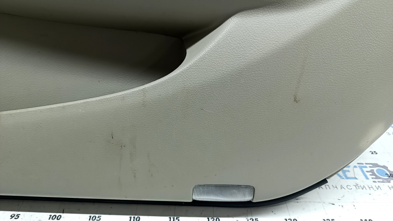Front right door trim card Toyota Camry v40 07-11 beige with brown, plastic insert, beige leather armrest, dry cleanable, whitened plastic, scratches, swollen seal