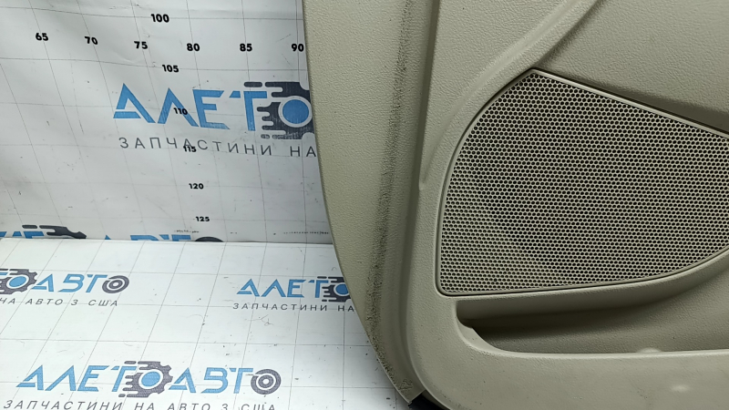 Front right door trim card Toyota Camry v40 07-11 beige with brown, plastic insert, beige leather armrest, dry cleanable, whitened plastic, scratches, swollen seal