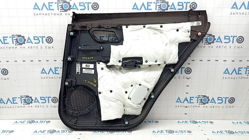 Door trim, rear left card, Nissan Rogue 21-22, black with black leather insert, leather armrest, brown top, under curtain, without curtain, scratches