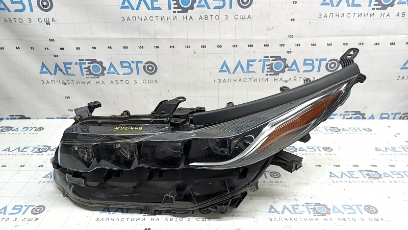 Left front headlight assembly for Toyota Prius 50 Prime 17-19 LED with seal and upper mount, ready for polishing