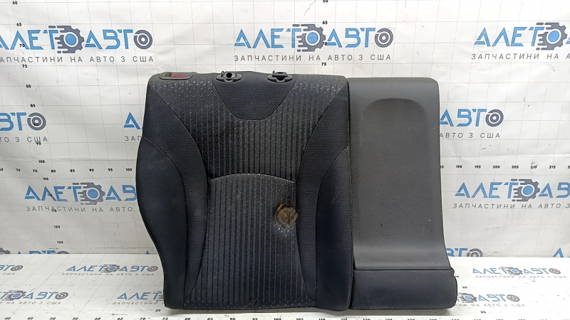The back of the rear row of seats, 2nd row, right, complete, Toyota Prius 50 Prime 17-22, black fabric, scratches on the plastic, defective pile on the back side, dents, dry cleaning required