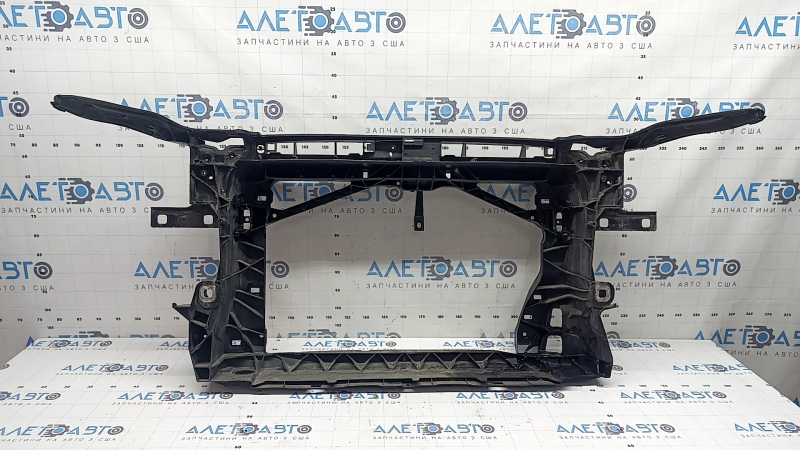 Audi A3 8V 15-20 4d 1.8T, 2.0T radiator panel with hood lock hook bracket, rusted bolt