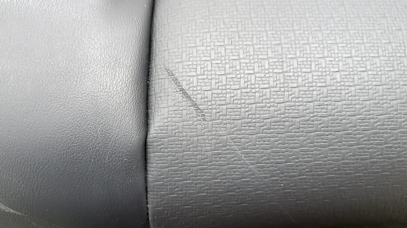 Rear seat back, 2nd row, left, Nissan Rogue 21-22, black leather with black belt, scratches, needs cleaning