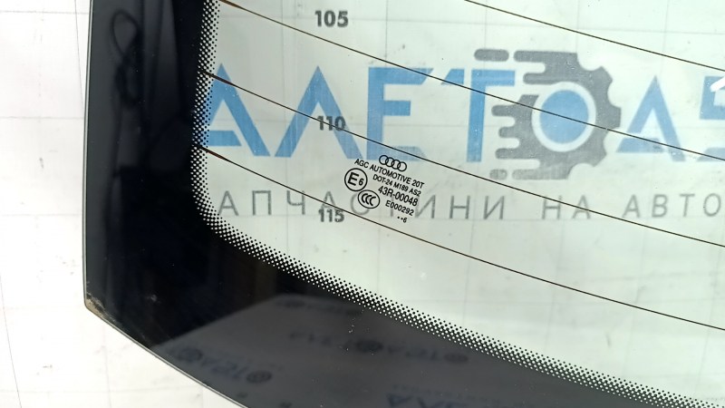Rear window Audi A3 8V 15-20 4d, not tinted, heated, heating pins are torn off, connector is broken