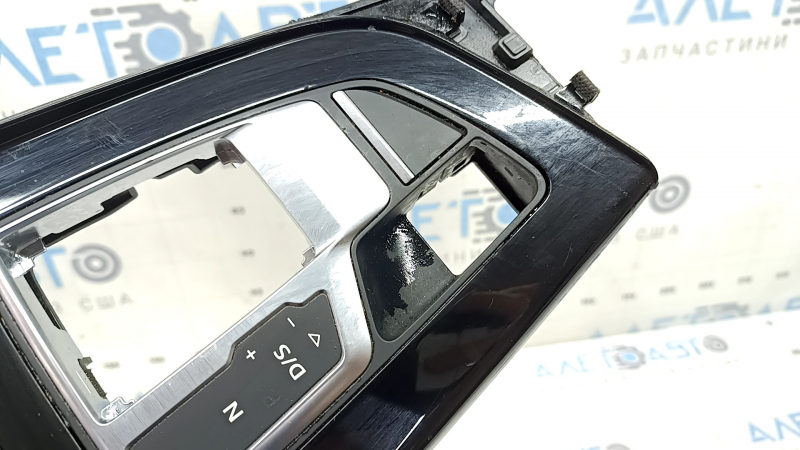 Center console trim with cup holders for Audi A4 B9 20-25, glossy black, with shifter trim, scratches