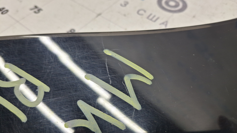 Lincoln MKX 16-18 rear side door trim, left, scratches, abrasions, crack on the mounting eye, crack on the trim body