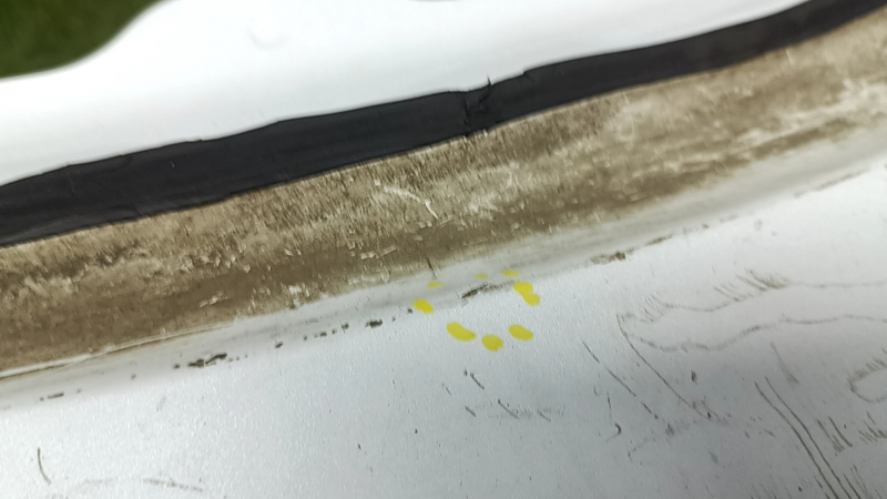 Tesla Model Y 20-25 white PPSW trunk door, bare, chips, scratches, dented