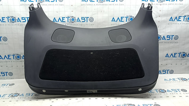 Tesla Model Y 20-25 black lower trunk door trim, with speaker grilles, scratches, needs cleaning