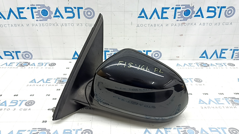 Left side mirror assembly BMW X5 F15 14-18 5 pins, turn signal, heated, auto-dimming, structured mount, gloss black