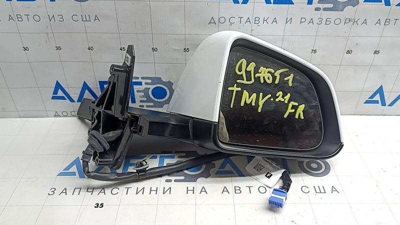 Right side mirror assembly Tesla Model Y 20-25 13 pins, white PPSW, without cover, in glue