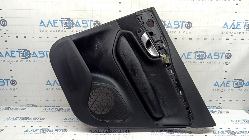 Door trim, rear right card, Volvo XC90 16-24, black leather, black leather armrest, with handle, without curtain, with buttons, scratches, needs dry cleaning, tear