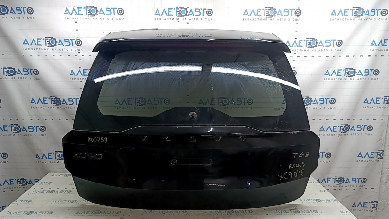 The trunk door is bare with glass, Volvo XC90 16-22 tinted, black 717, with a spoiler, brake light, wiper trapezoid, the spoiler is cracked