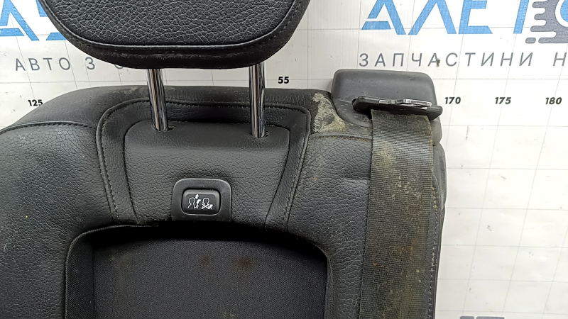 Rear seat backrest (2nd row) center Volvo XC90 16-25 black leather, with belt, armrest, upper frame and headrest, dry-cleanable