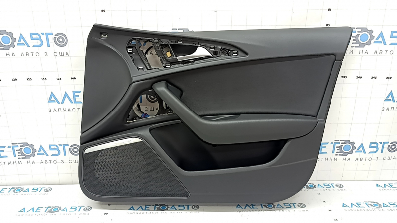 Door trim, front right card, Audi A6 C7 12-18, black leather, insert and armrest, black leather, with handle, BOSE, with backlight