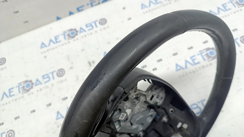 Steering wheel bare Lincoln MKZ 13-20 black leather, scratches, stitching is torn, worn