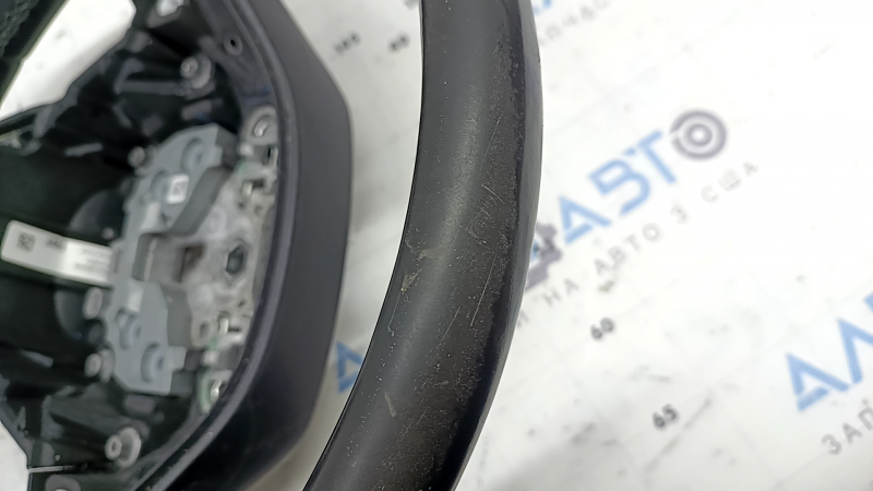 Steering wheel bare Lincoln MKZ 13-20 black leather, scratches, stitching is torn, worn