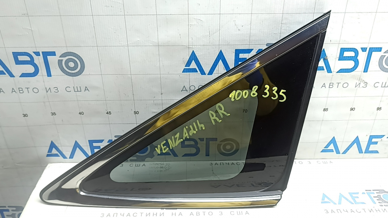 Rear right window blind glass Toyota Venza 21-24 chrome, tinted, broken guides