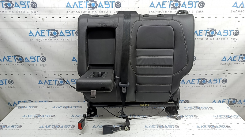 Backrest of the rear row of seats, 2nd row, left, Ford Escape MK3 13-19, black leather, with belt and armrest, dry-cleanable