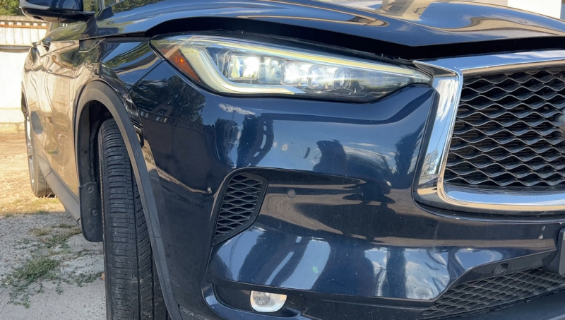 Front right headlight assembly Infiniti QX50 19-22 LED, adaptive, needs polishing, varnish peeled off, LED turns yellow