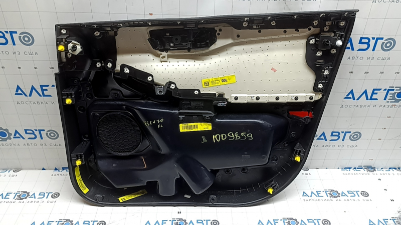 Door trim, front left, Ford Escape MK4 23-26, black, armrest, black leather, dark gray insert, with black handle, scratches, worn
