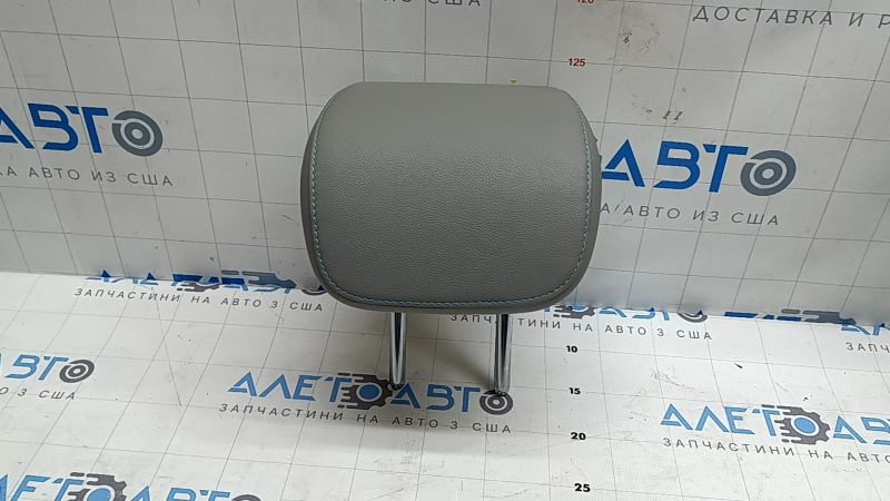 Headrest 2 row central Kia Niro 17-19 HEV, PHEV leather, gray, blue stitching, for cleaning