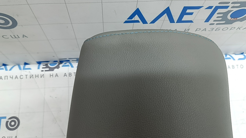 Headrest 2 row central Kia Niro 17-19 HEV, PHEV leather, gray, blue stitching, for cleaning