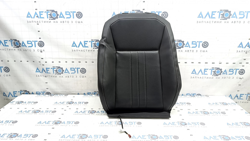 VW Tiguan 22-24 passenger seat back upholstery, black leather, perforated, heated, wrinkled