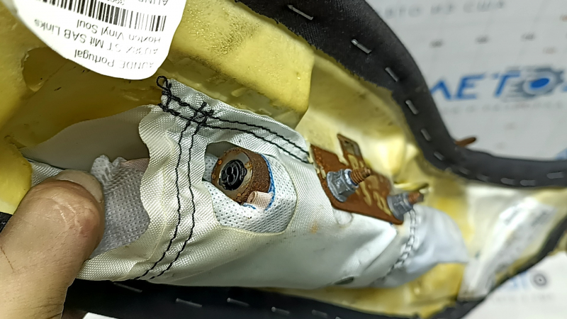Airbag for the rear left seat of the Audi A3 22-26 with side bolster, black leather, rust, rusty squib