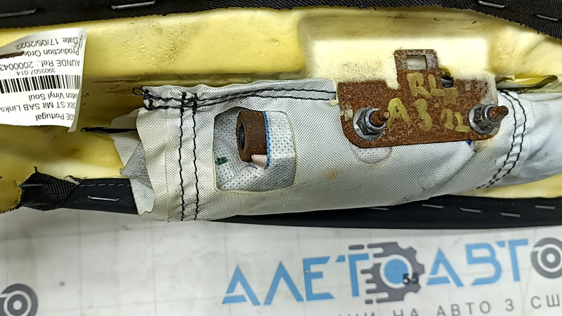 Airbag for the rear left seat of the Audi A3 22-26 with side bolster, black leather, rust, rusty squib