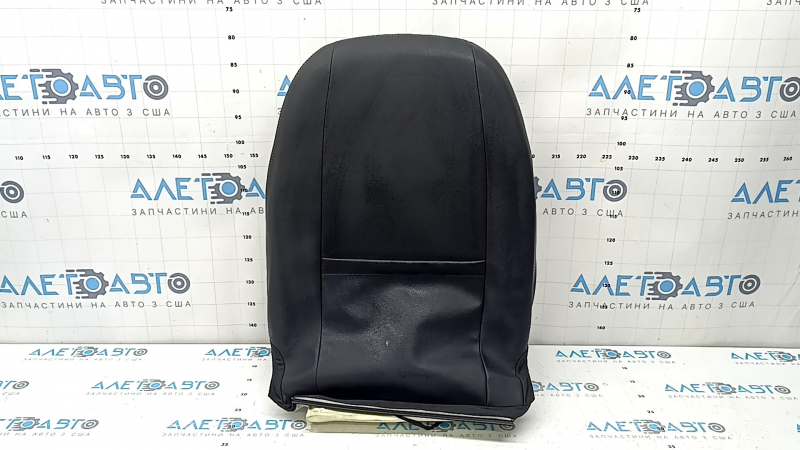 Driver's seat back upholstery for VW Taos 22-22, leather + fabric, black titan black, storm gray stitching, heated, dry cleanable, sooty