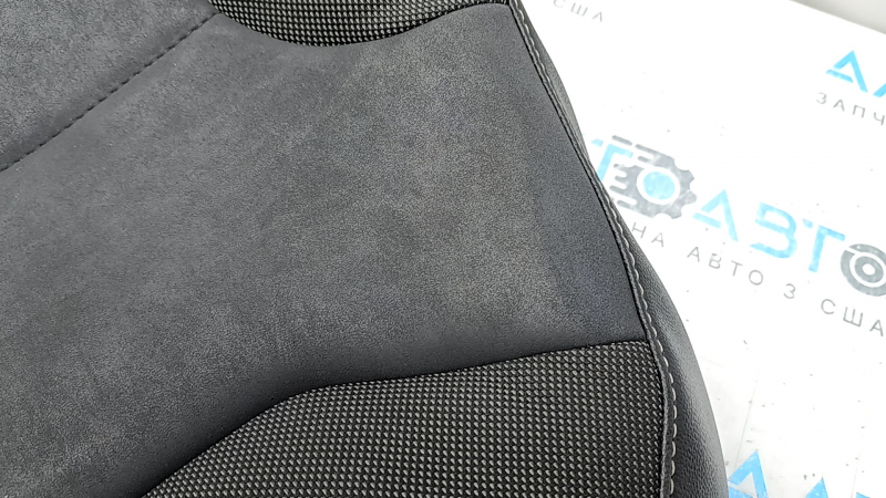 Driver's seat back upholstery for VW Taos 22-22, leather + fabric, black titan black, storm gray stitching, heated, dry cleanable, sooty