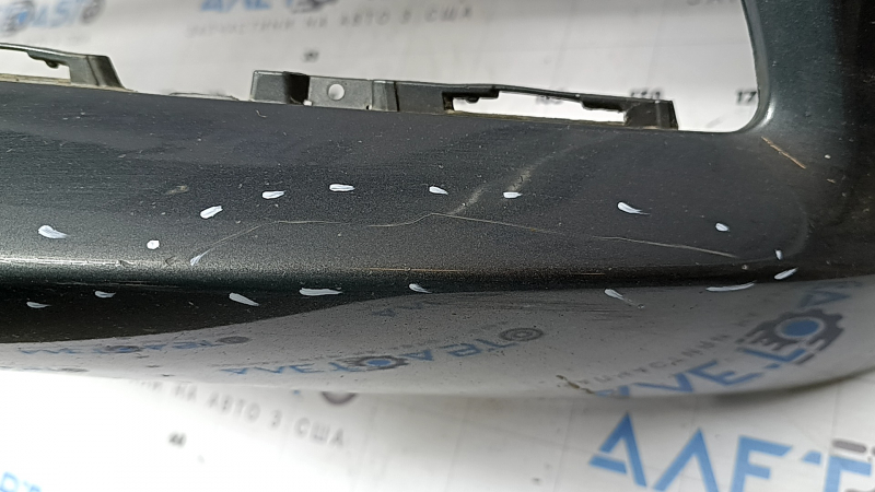 Bare front bumper Mercedes C-class W205 300/350e/350h/400 16-18 without parking sensors, graphite 992, broken fasteners, scratches, crack, non-factory hole