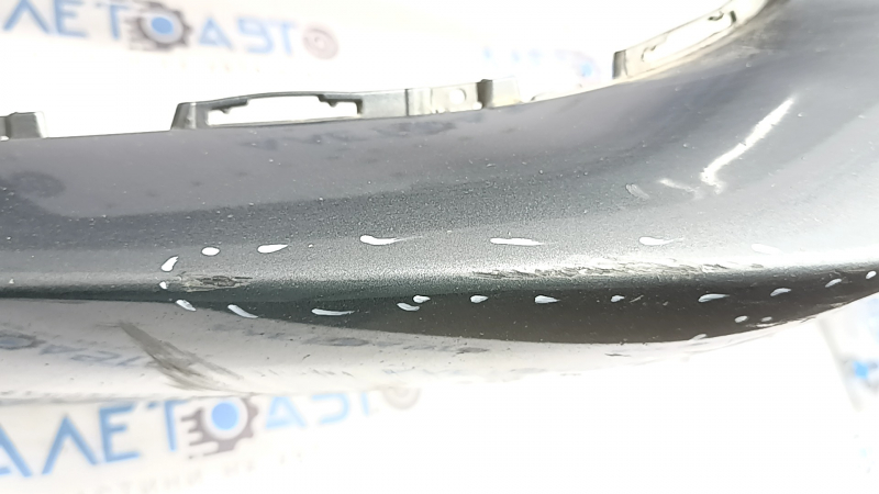 Bare front bumper Mercedes C-class W205 300/350e/350h/400 16-18 without parking sensors, graphite 992, broken fasteners, scratches, crack, non-factory hole