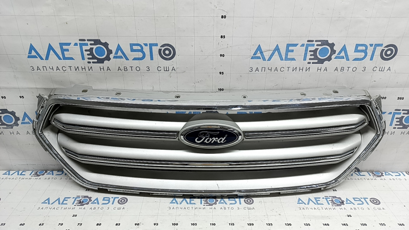 Radiator grille Ford Escape MK3 17-19 rest, gray, with chrome, with emblem, scratches