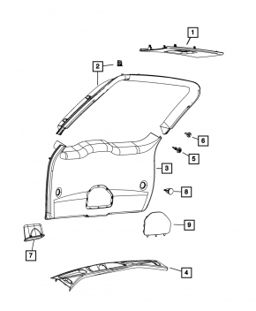 Upper Trunk Door Trim Dodge Durango 11-13 Gray