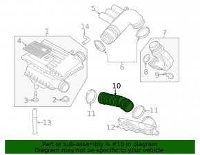 Air duct VW Jetta 11-16 USA 1.4T to filter hybrid