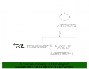 XL emblem for the trunk lid of the Toyota Avalon 2010