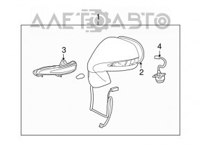 Side mirror right Lexus RX350 RX450h 10-15 16 pins, BSM, auto dim, turn signal