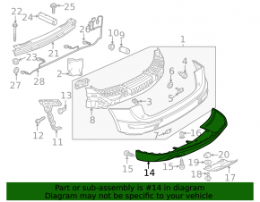 Rear bumper lip for 2 pipes Audi Q5 8R 13-17 for parking sensors, without towbar
