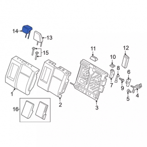 Rear center headrest, 2nd row, Ford Ecosport 18-19, black cloth