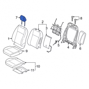 Rear center headrest, 2nd row, Ford Ecosport 18-19, black cloth