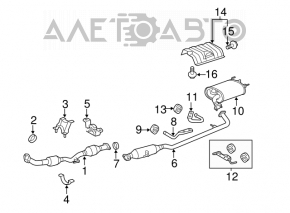 Rear muffler with barrel for Toyota Camry v40 2.4, 2.5, hybrid, rusty, studs sawed off
