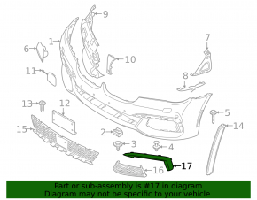 Front bumper molding right BMW 7 G11 G12 16-19 M pack, chrome