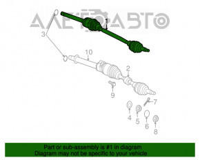 Drive axle shaft front right Jeep Compass 11-16 2.4 CVT AWD stripped outer CV joint thread