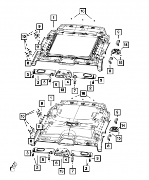 Jeep Cherokee KL 14-17 gray headliner without sunroof