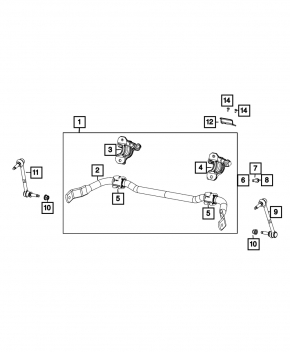Right front stabilizer bar mounting bracket for Jeep Grand Cherokee WL 21-25 3.6, 5.7