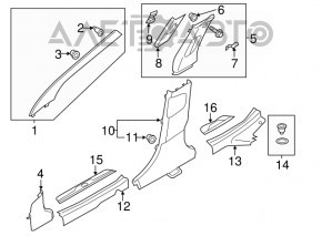 Center pillar trim lower right Hyundai Elantra UD 11-16