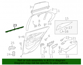 Glass seal rear right door Mercedes W213 E 17-23 internal